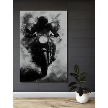 Teona Ahşap Gızemlı Motorcu Kara Kalem Görünümlü Ahşap Dekoratif Ev,antre,salon,ofis,mutfak,yatak Odası Tablo