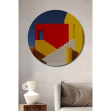 Teona Ahşap Minimalist Modern Mimari Sanat Tablosu Yuvarlak Duvar Tablosu