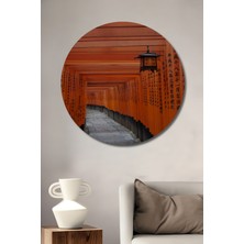 Teona Ahşap Kyoto Fushimi Inari Tapınağı Portakalı Ahşap Dekoratif Tablo Yuvarlak Duvar Tablosu