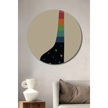 Teona Ahşap Renk Cümbüşü Zürafa Kozmik Sanat Tablosu Yuvarlak Duvar Tablosu