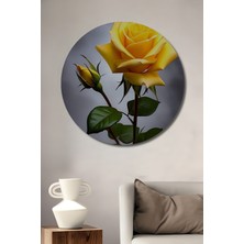 Teona Ahşap Güneş Işığı Güzelliği Sarı Gül Yağlı Boya Görünümlü Ahşap Dekoratif Tablo Yuvarlak Duvar Tablosu