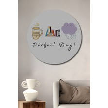 Teona Ahşap Kahve ve Kitap Aşkına Mükemmel Gün Dekoratif Ahşap Tablo Yuvarlak Duvar Tablosu