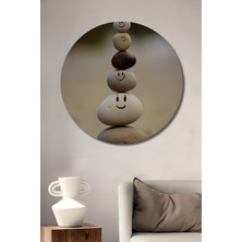 Teona Ahşap Neşeli Taş Kulesi Yağlı Boya Görünümlü Dekoratif Ahşap Tablo Yuvarlak Duvar Tablosu