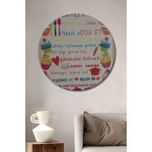 Teona Ahşap Mutfak Kuralları Renkli Cupcake Tasarımlı Pastel Boya Görünümlü Ahşap Dekoratif Tablo Yuvarlak Duvar Tablosu