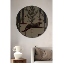 Teona Ahşap Leopar Desenli Soyut Sanat Yağlı Boya Görünümlü Ahşap Dekoratif Tablo Yuvarlak Duvar Tablosu