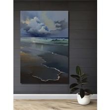 Teona Ahşap Deniz Fırtına Bulutları Yağlı Boya Görünümlü Dekoratif Ahşap Ev,antre,salon,ofis,mutfak Tablo