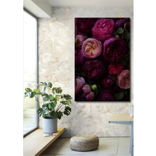 Teona Ahşap Bordo ve Pembe Gül Buketi Yağlı Boya Görünümlü Ahşap Dekoratif Ev,antre,salon,ofis,mutfak Tablo