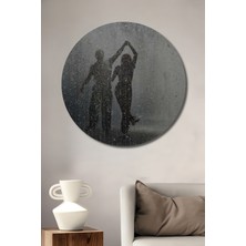 Teona Ahşap Su Damlası Dansı Silüeti Yağlı Boya Görünümlü Ahşap Dekoratif Tablo Yuvarlak Duvar Tablosu