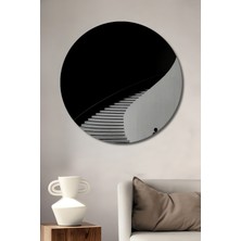 Teona Ahşap Minimalist Spiral Merdiven Yağlı Boya Görünümlü Ahşap Dekoratif Tablo Yuvarlak Duvar Tablosu