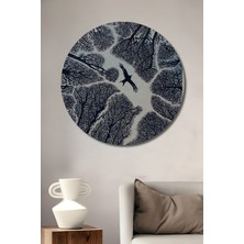 Teona Ahşap Kuş Kanatları Gökyüzünde Baskı Ahşap Dekoratif Tablo Yuvarlak Duvar Tablosu
