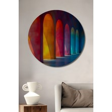 Teona Ahşap Gökkuşağı Renkli Kemeraltı Geçitleri Sulu Boya Görünümlü Dekoratif Ahşap Tablo Yuvarlak Duvar Tablosu
