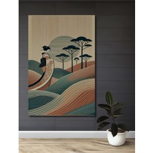 Teona Ahşap Japon Güzeli Sulu Boya Görünümlü Ahşap Dekoratif Ev,antre,salon,ofis,mutfak,yatak Odası Tablo