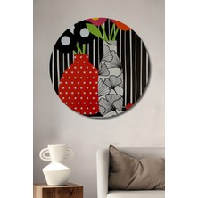Teona Ahşap Canlı Çiçek Vazoları Modern Sanat Ahşap Dekoratif Tablo Yuvarlak Duvar Tablosu