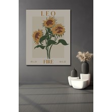 Teona Ahşap Aslan Burcu Ay Çiçekleri Yağlı Boya Görünümlü Dekoratif Ahşap Ev,antre,salon,ofis,mutfak Tablo