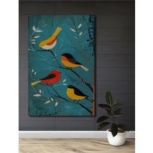 Teona Ahşap Canlı Kuşlar Yağlı Boya Görünümlü Modern Sanat Ahşap Dekoratif Ev,antre,salon,ofis,mutfak Tablo