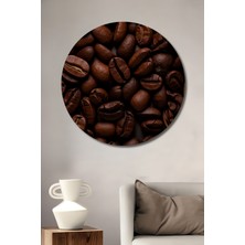 Teona Ahşap Kahve Çekirdekleri Dijital Baskı Ahşap Tablo Yuvarlak Duvar Tablosu