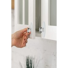 Safestore 12'li Şeffaf Kristal Başlıklı Yapışkanlı Kulp Dolap Çekmece Kulp Tutacak Askı