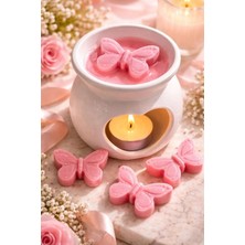 My Balli Store Pembe 8'li Kelebek Şekilli Gül Aromalı Buhurdanlık Vegan Soya Mumu
