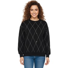 Baglan Kadın Sıfıryaka Sweatshirt Taşlı BGL-ST05060