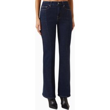 Good American Good Legs Flare Jean, Lüks Indigo Denim Pantolon, Modern Kesim