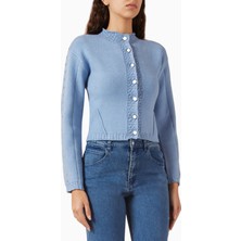 Mavi Stud Detaylı Viskon Karışımlı Hırka, Zarif ve Şık Tasarım