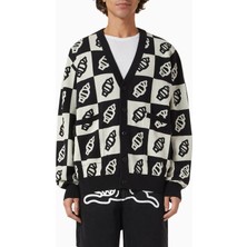 Checkerboard Cardigan In Cotton & Wool Çok Renkli, Jakarlı Dama Desenli Hırka