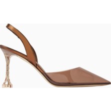 Eva Slingback Pumps, Şeffaf Pvc, 95 mm Heykelsi Topuk, Italyan Zarafeti