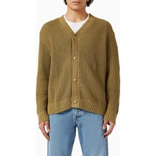 Yeşil Pamuklu Rahat Kesim Hırka, Minimalist ve Modern Erkek Stili