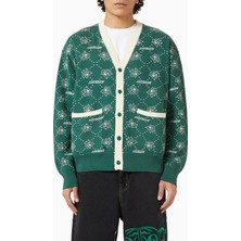 Yün Karışımlı Monogram Hırka, Yeşil, Rahat Kesim