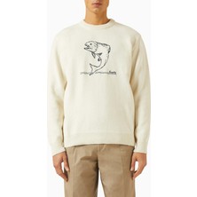 Örgü Balıkçı Desenli Kazak, Kırık Beyaz, Zarif Günlük Stil