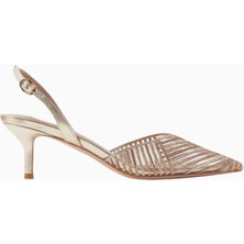 Clivia 50 Crystal Slingback Pumps, Gold Pvc-Deri, El Işçiliği Lüks Tasarım