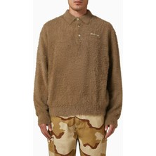 Shaggy-Knit Logo Polo Tişört, Tüylü Örgü, Minimalist ve Modern Tasarım