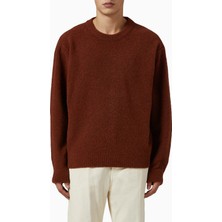 Reverse Seam Sweater, Buklet Yün Kazağı, Rahat Silüet ve Kahverengi