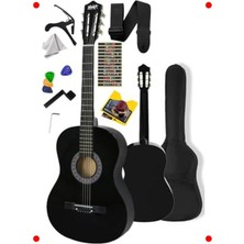 MarkEntegra Yetişkin Klasik Gitar 4/4 - Ayarlı Sap - Siyah Tam Set