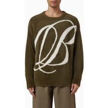 Blakes Örgü Kazak, Yeşil, Büyük Grafik Logo Detaylı, Orta Ağırlıkta Rahat Kesim