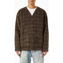 Our Legacy Dorf Yün Karışımlı Ekoseli Hırka, Tüylü Yün & Alpaka Karışımı, V Yaka, Önden Düğmeli