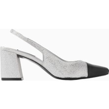 Marcy 65 Kristal Taşlı, Saten Slingback Blok Topuklu Ayakkabı, Şık ve Zarif