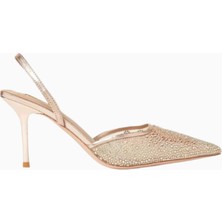Martini 75 Kristal Işlemeli Mesh Slingback Topuklu Ayakkabı, Zarif Işıltı