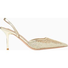Martini 75 Kristal Işlemeli Mesh Slingback Topuklu Ayakkabı, Zarif Işıltı