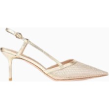 Joel 75 Kristal Slingback Topuklu Ayakkabı, Işıltılı Mesh Tasarım