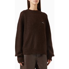 Rotate Birger Christensen Oversized Kahverengi, Mohair ve Yün Karışımı Kadın Kazak