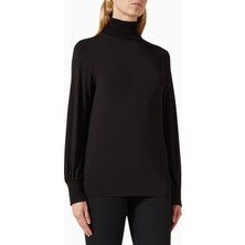 Marella Quasar Jersey Boğazlı Kazak, Rahat ve Zamansız Siyah Tasarım