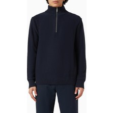 Organik Pamuklu Yarım Fermuarlı Kazak, Minimalist ve Modern Erkek Stili