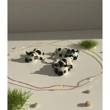 Hareketli Kalp Desenli Inek Yavrusu (Buzağı) 1 Adet Anahtarlık - Çanta Süsü, Charm, Hediyelik, Figür, dekorasyon, aksesuar, süs Nycruin3D