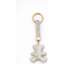 Saros Teknoloji Taşlı Ayıcıklı Anahtarlık Beyaz & Mor