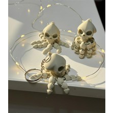 Hareketli Iskelet Ahtapot Anahtarlık 1 ADET- Çanta Süsü Charm, Hediyelik Figür, Dekorasyon, Aksesuar, Haki Renk, Nycruin3D