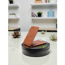 Ozokstore Manyetik Standlı Deri Magsafe Cüzdan Arkası Kartlıklı