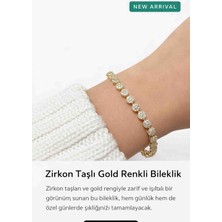 Gülardata Zirkon Taşlı Gold Renkli Klasik Tennis Bileklik