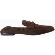 Simkhai Danna Kahverengi Süet Badem Burun, Örgü Detaylı El Yapımı Lüks Loafer Ayakkabı