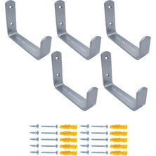 Mr.Bracket 5 Ad. Gümüş Çelik Geniş Duvara Monte Askı 80MM - Metal Portmanto Vestiyer Askısı Eşya Asma Aparatı